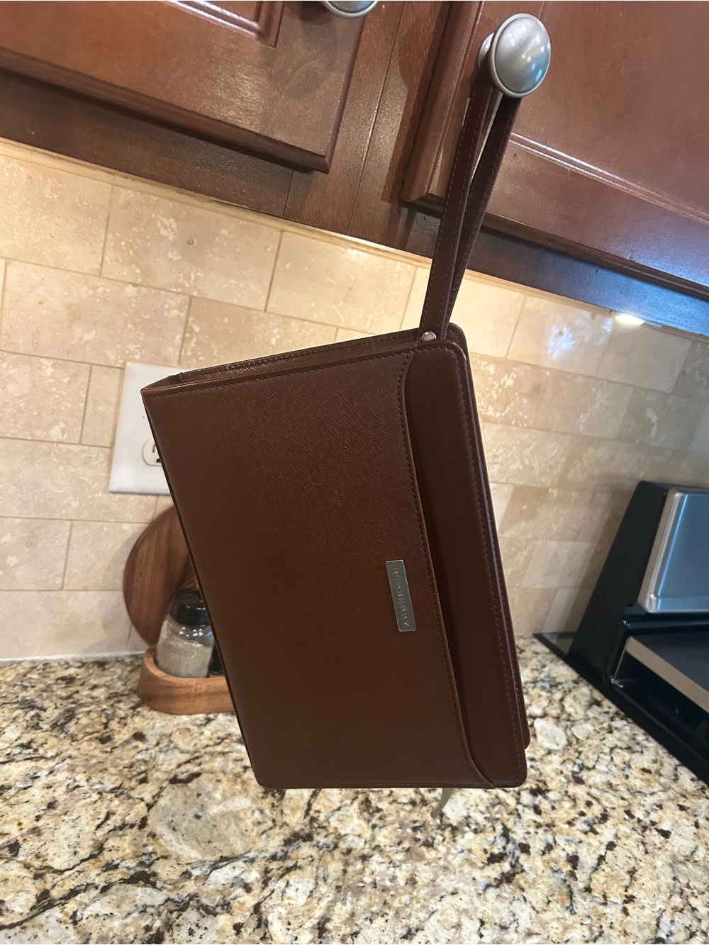 Burberry Tan-Brown Leather Mens Clutch-Wristlet 11in x 8in x 2in